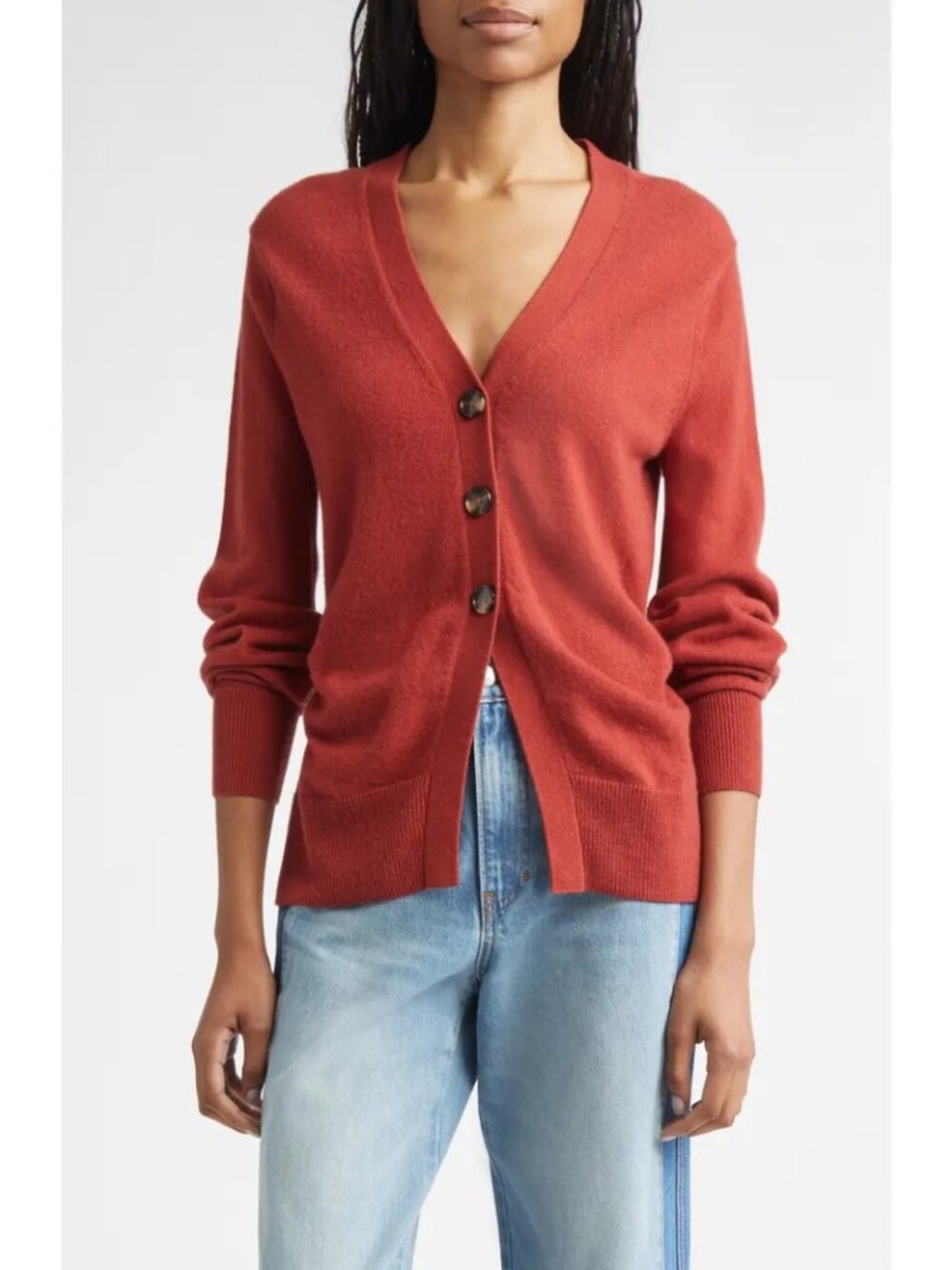 Veronica Beard Lamotte Cashmere Cardigan Carnelian Red V-Neck Layer Size M NWOT